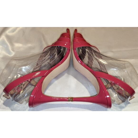 Antonio Melani Raspberry Pink Patent Leather Strappy Heels Sandals Size 8.5 - Picture 5 of 10